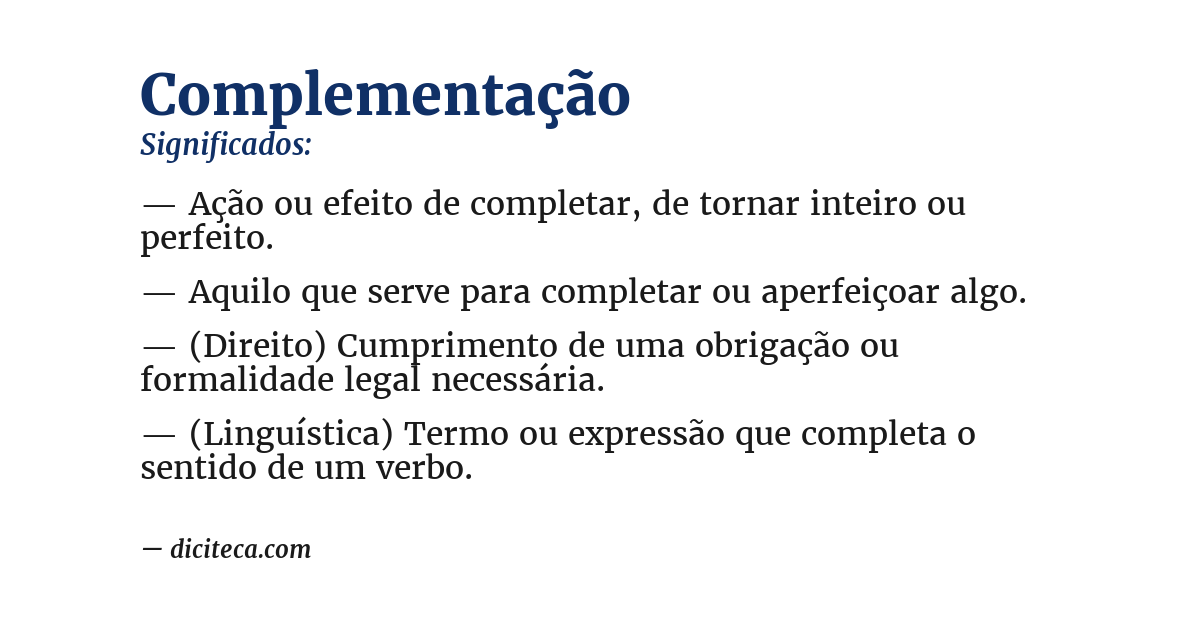 Significado de complementação