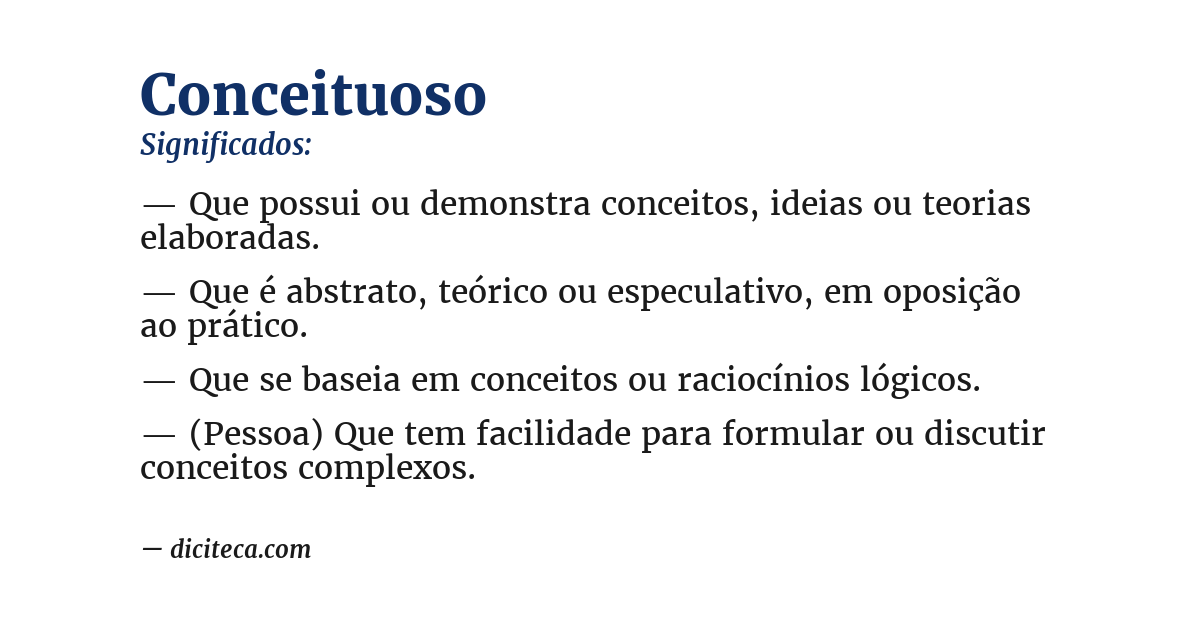 Significado de conceituoso