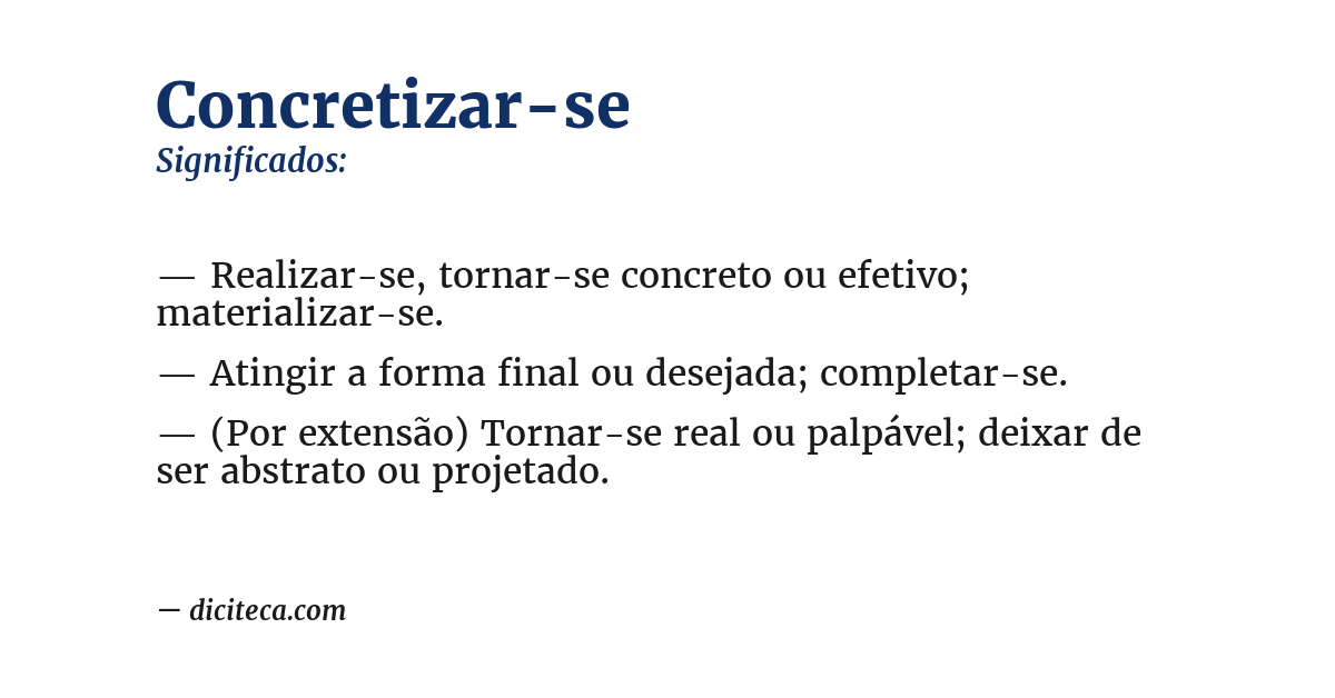 Significado de concretizar-se