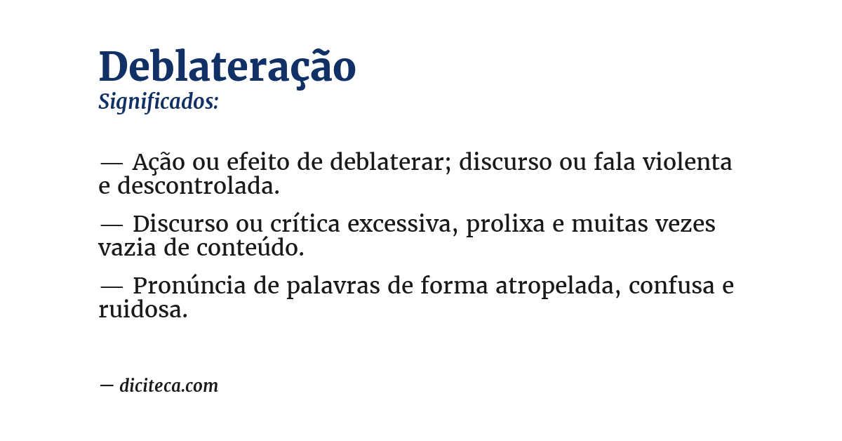 Significado de deblateração