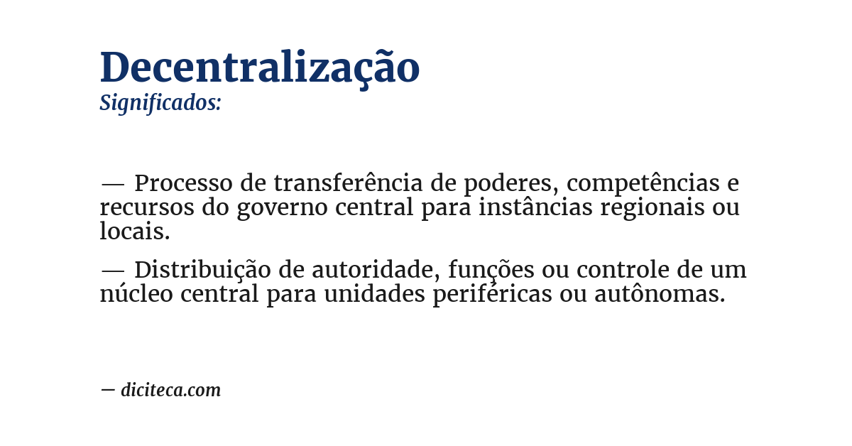 Significado de decentralização