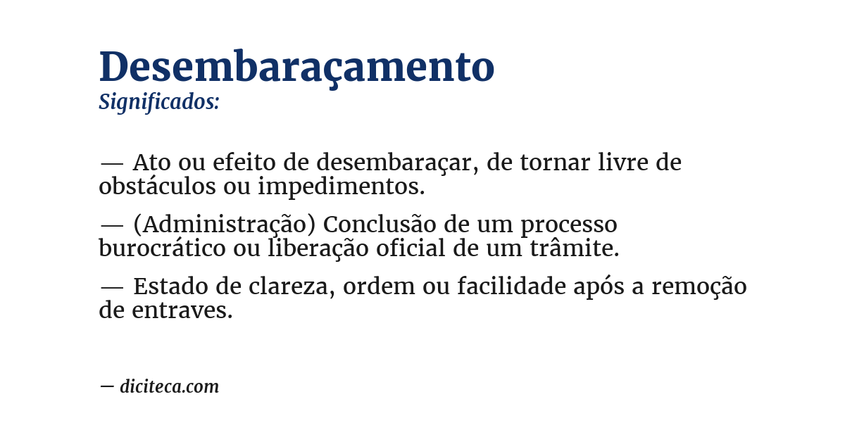 Significado de desembaraçamento