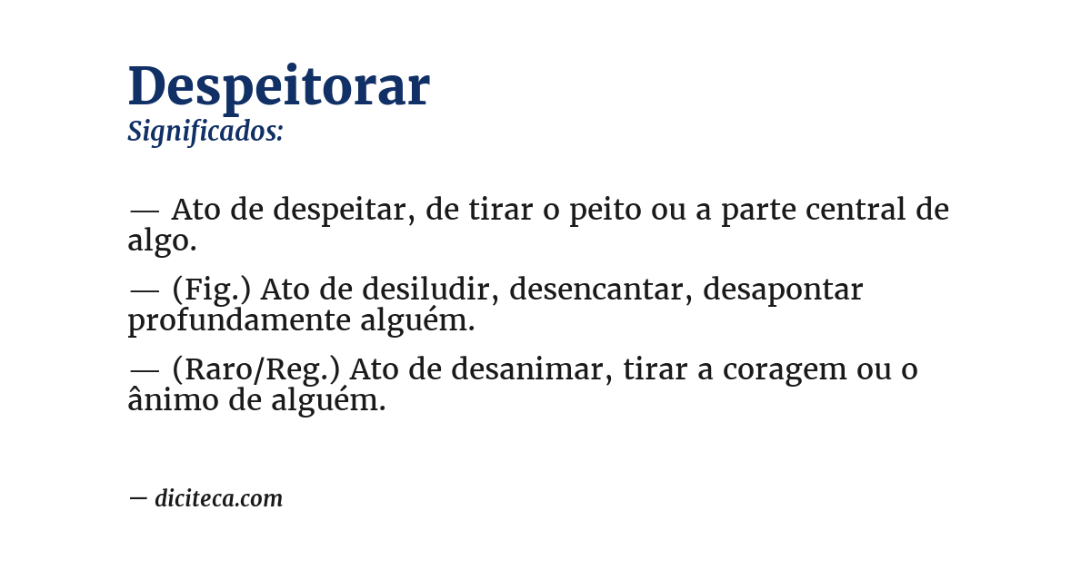 Significado de despeitorar