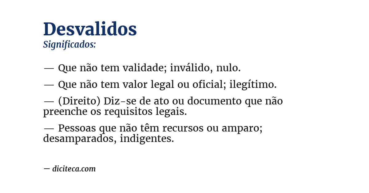 Significado de desvalidos