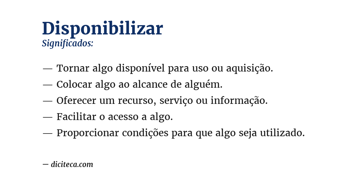Significado de disponibilizar