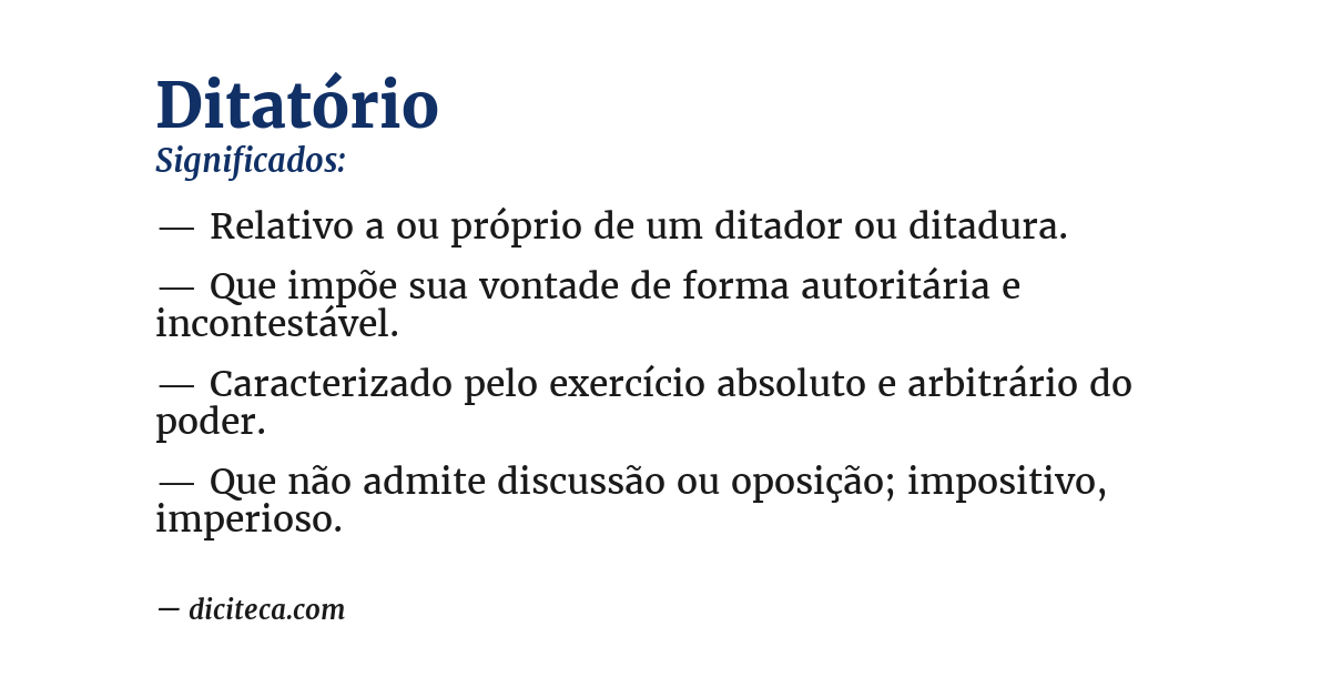Significado de ditatório