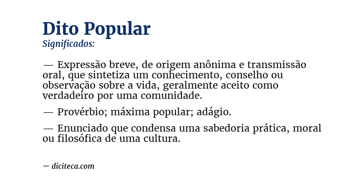 Significado de dito popular
