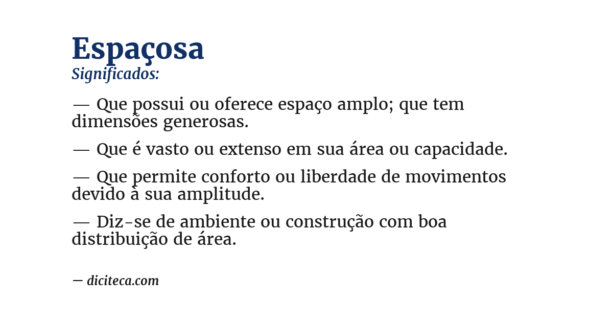 Significado de espaçosa