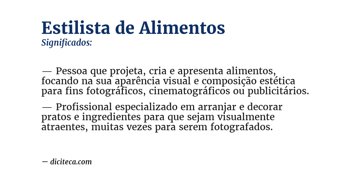 Significado de estilista de alimentos