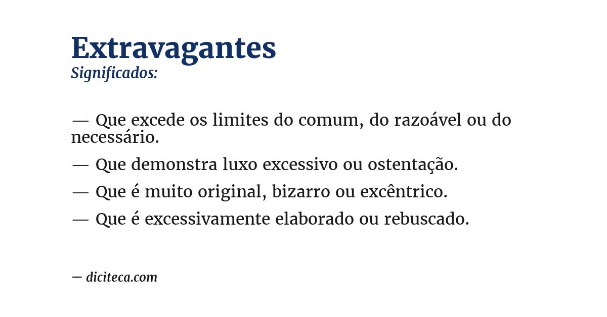 Significado de extravagantes