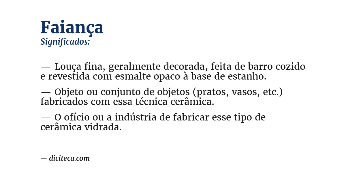 Significado de faiança