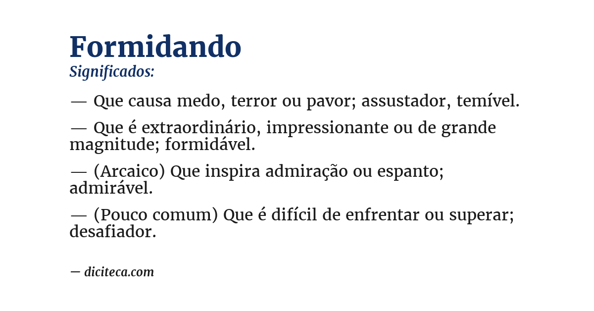 Significado de formidando