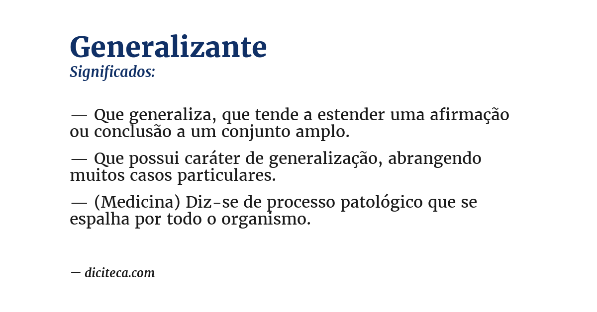 Significado de generalizante