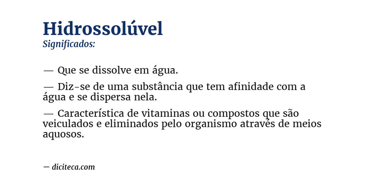 Significado de hidrossolúvel