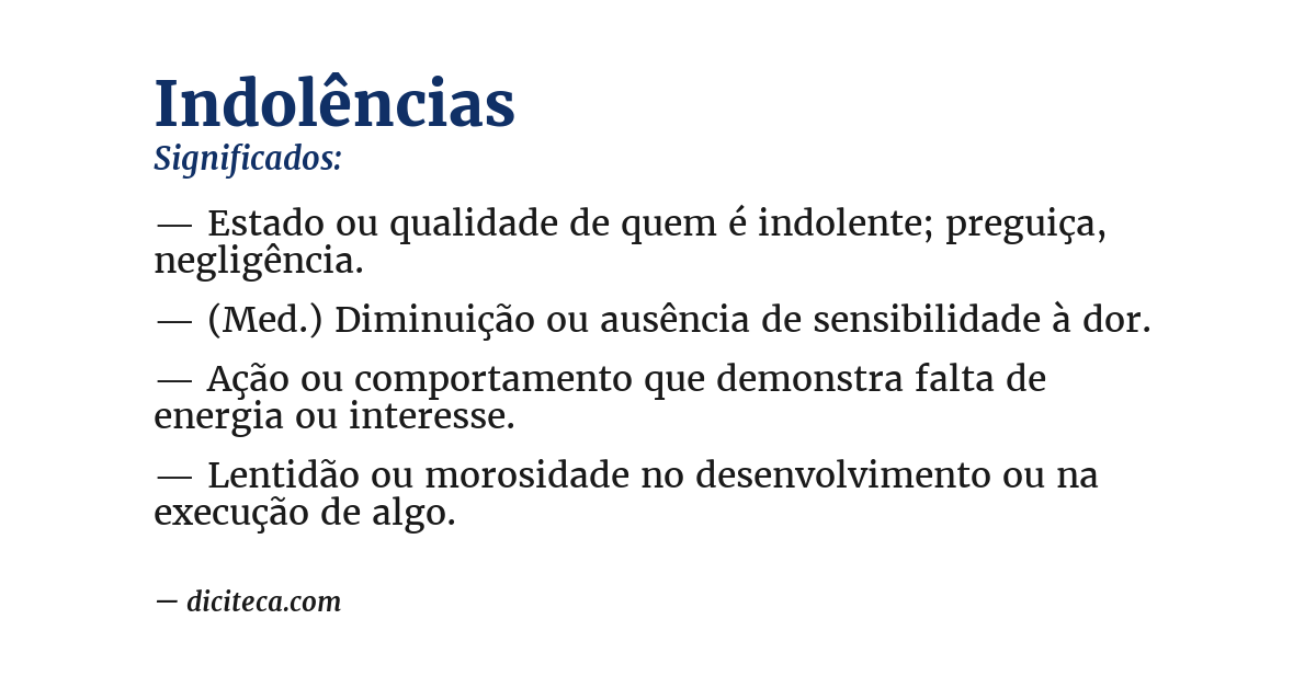 Significado de indolências