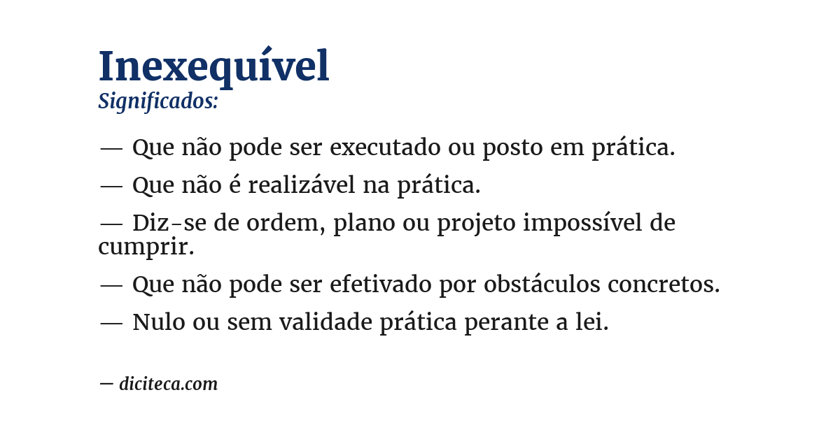 Significado de inexequível