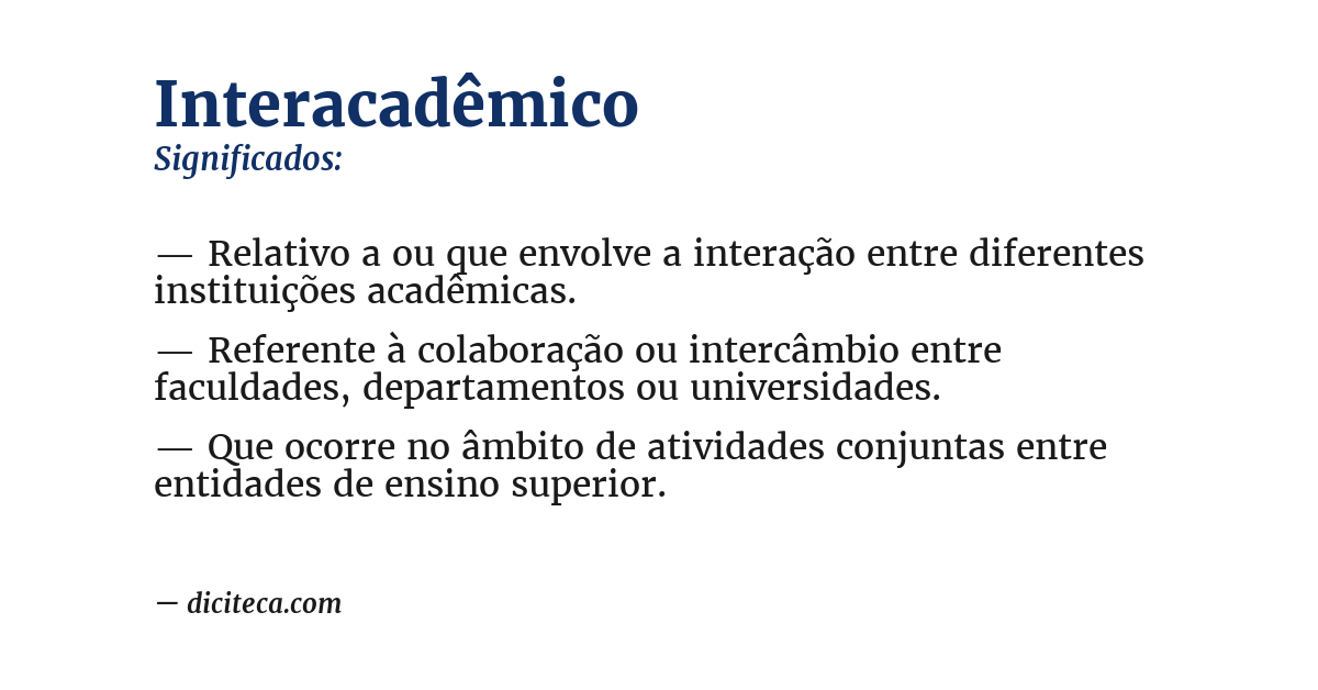 Significado de interacadêmico