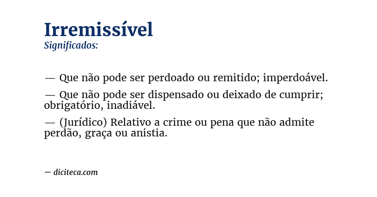 Significado de irremissível