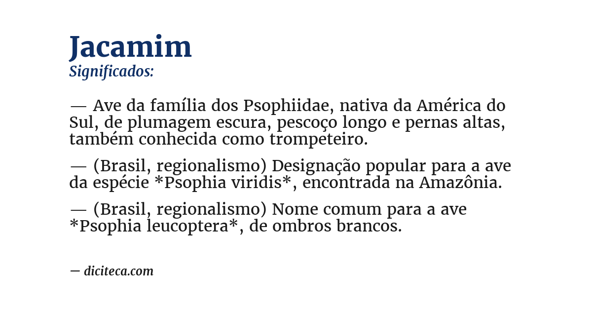 Significado de jacamim