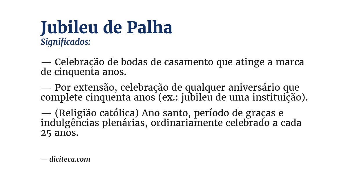 Significado de jubileu de palha