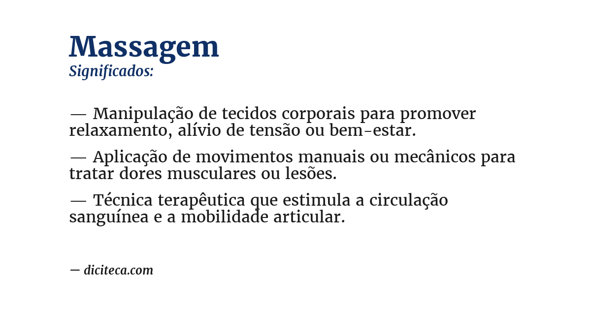 Significado de massagem