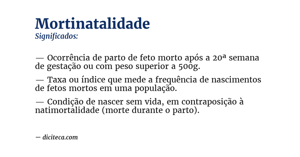Significado de mortinatalidade