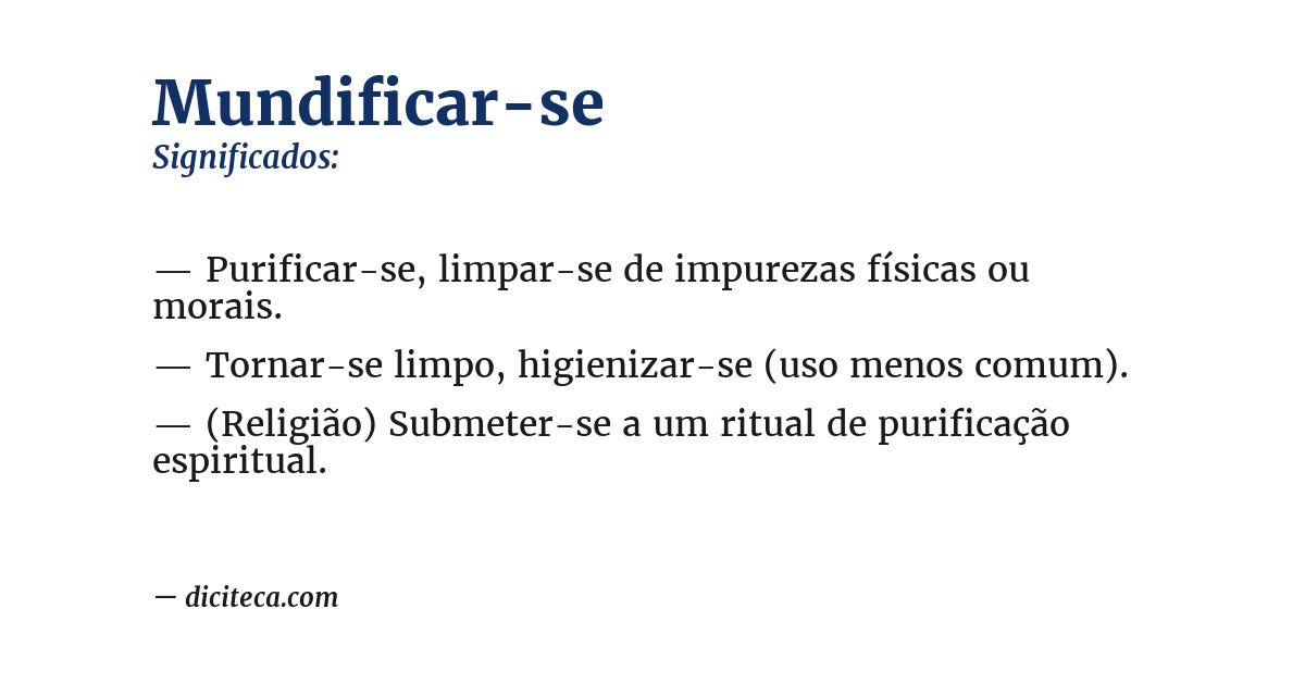 Significado de mundificar-se
