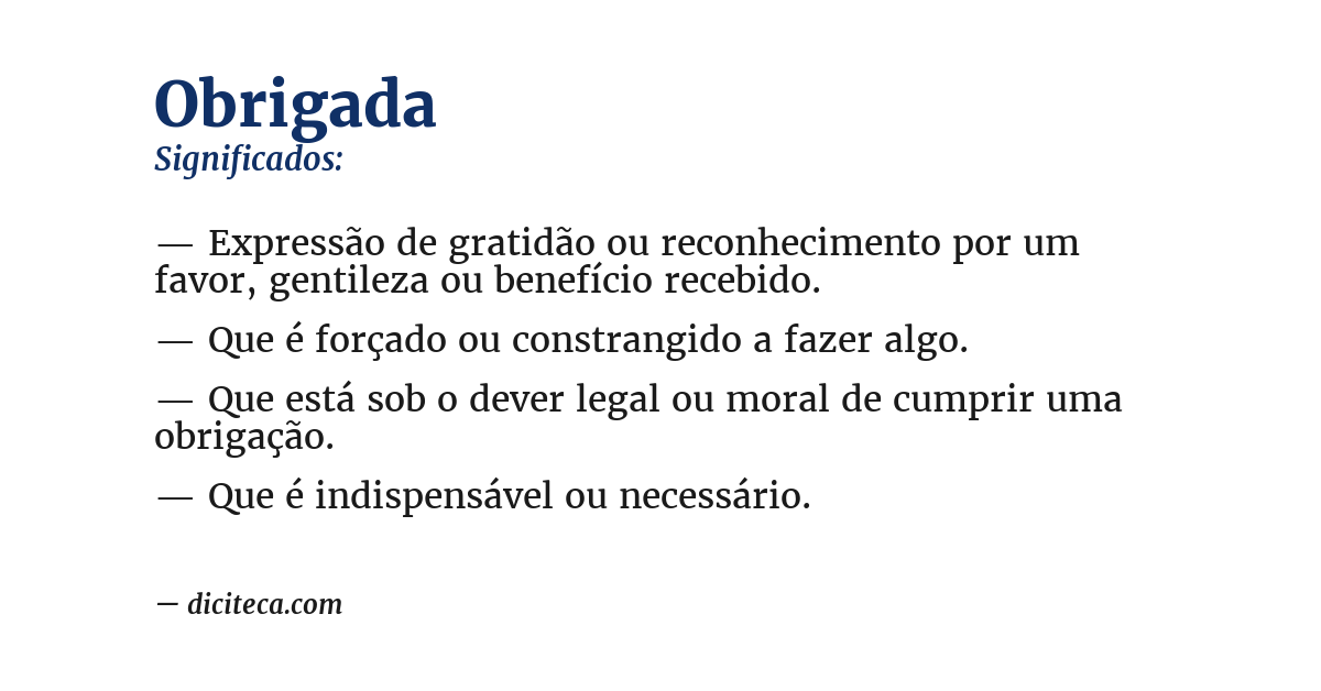 Significado de obrigada