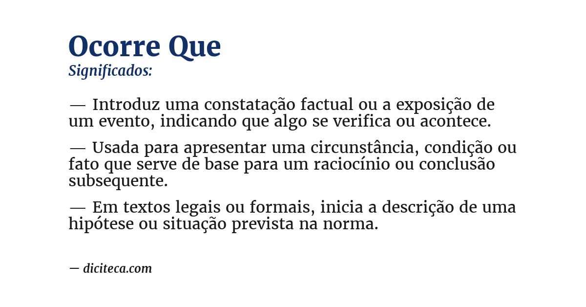 Significado de ocorre que