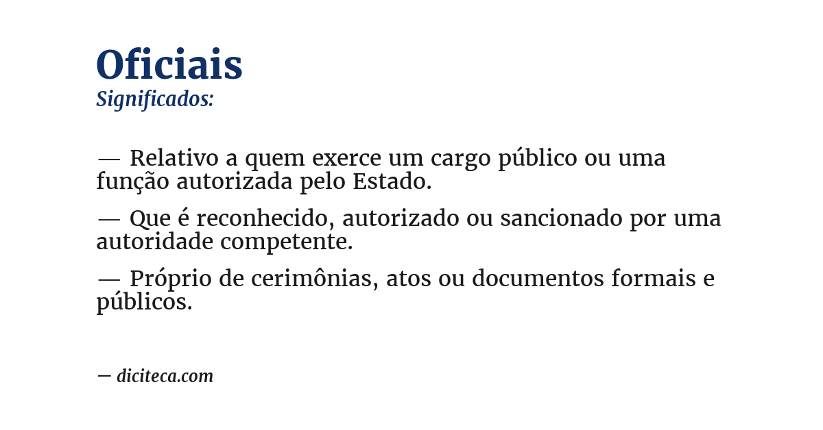 Significado de oficiais