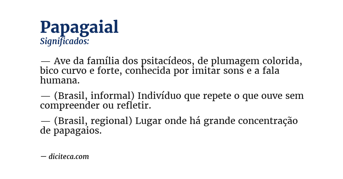 Significado de papagaial