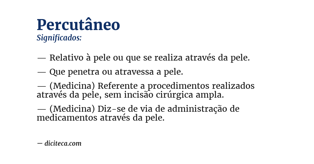 Significado de percutâneo