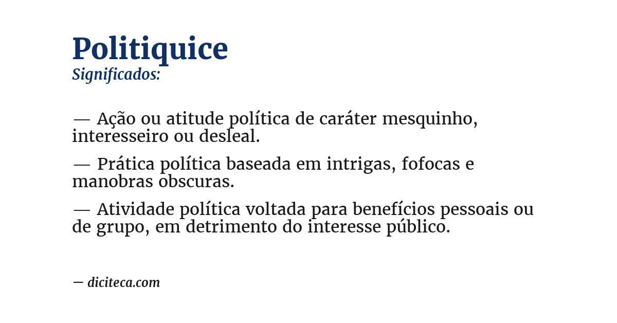 Significado de politiquice