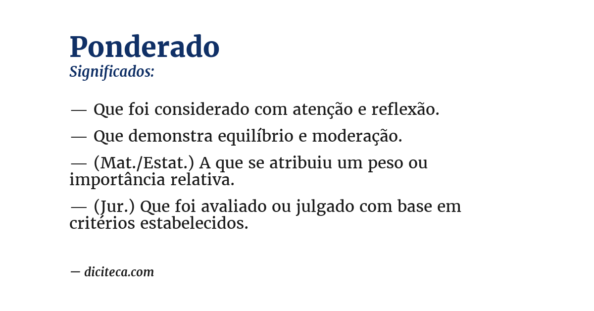 Significado de ponderado