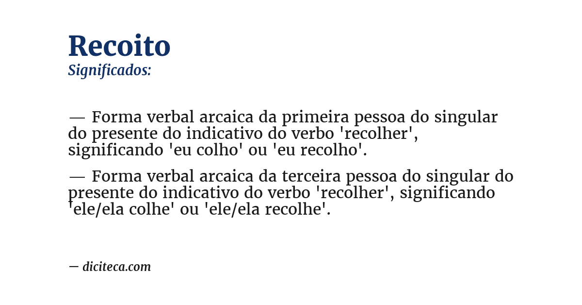 Significado de recoito