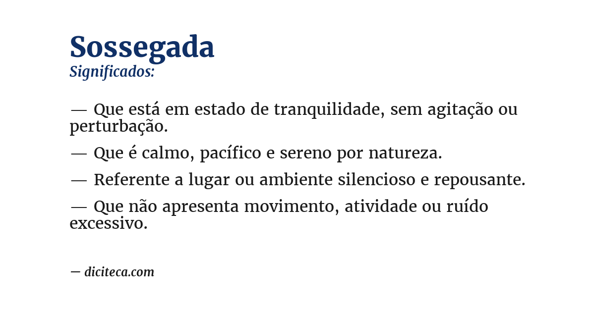 Significado de sossegada