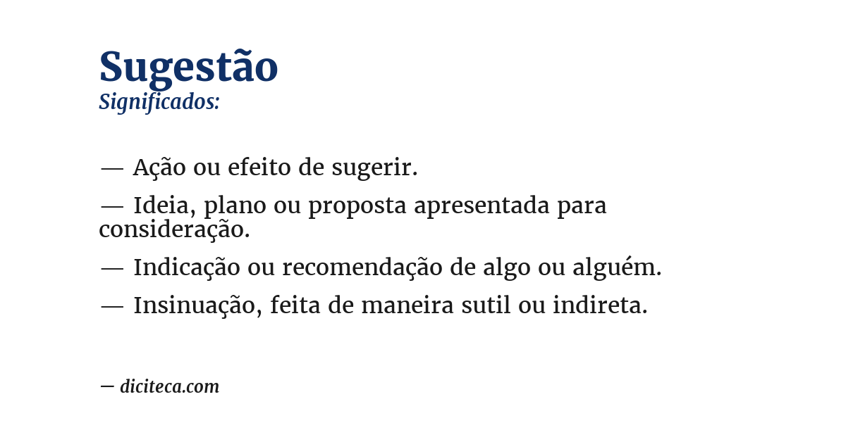 Significado de sugestão