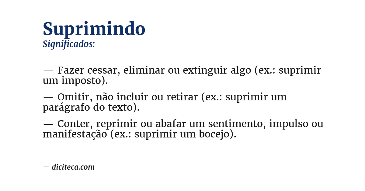 Significado de suprimindo