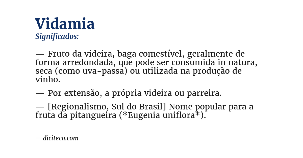 Significado de vidamia