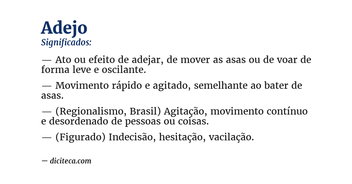 Significado de adejo