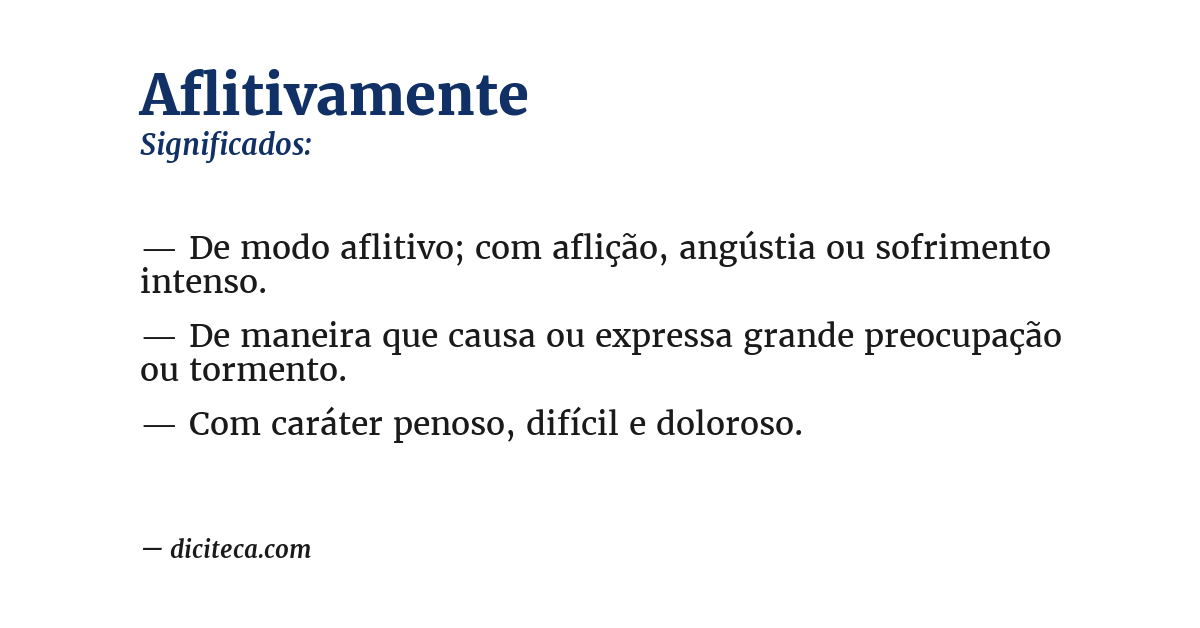Significado de aflitivamente