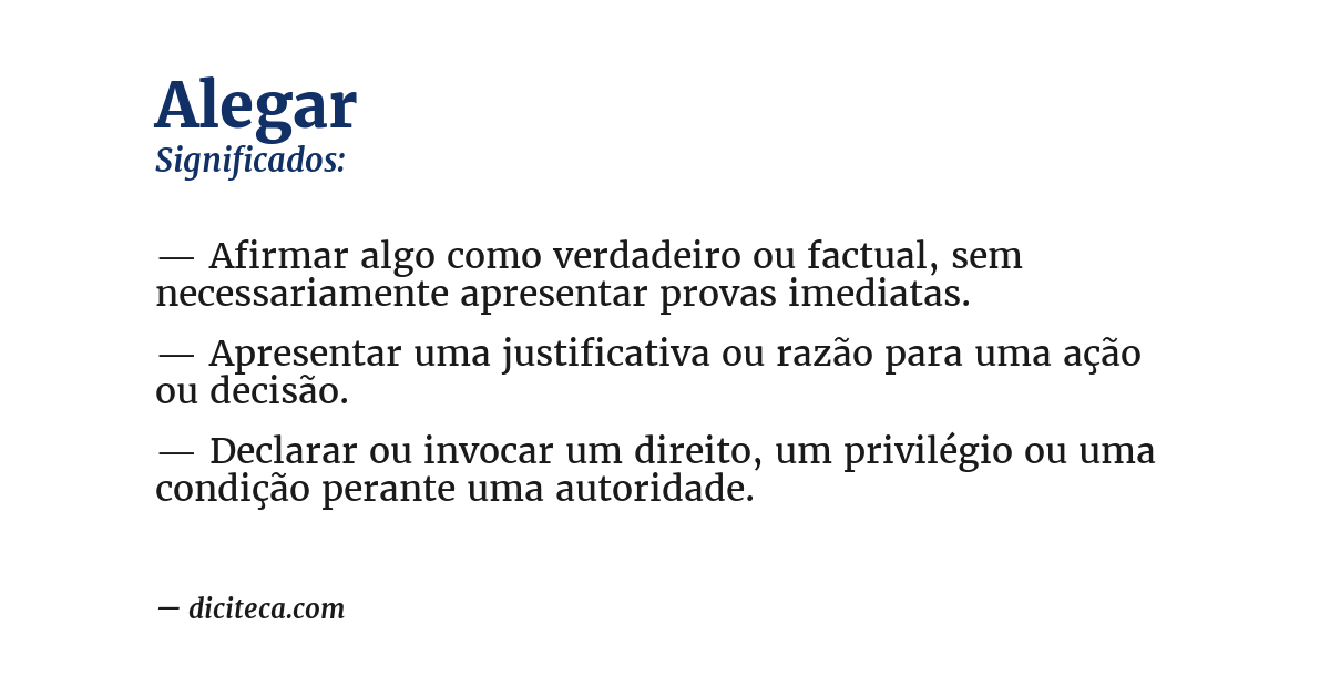 Significado de alegar