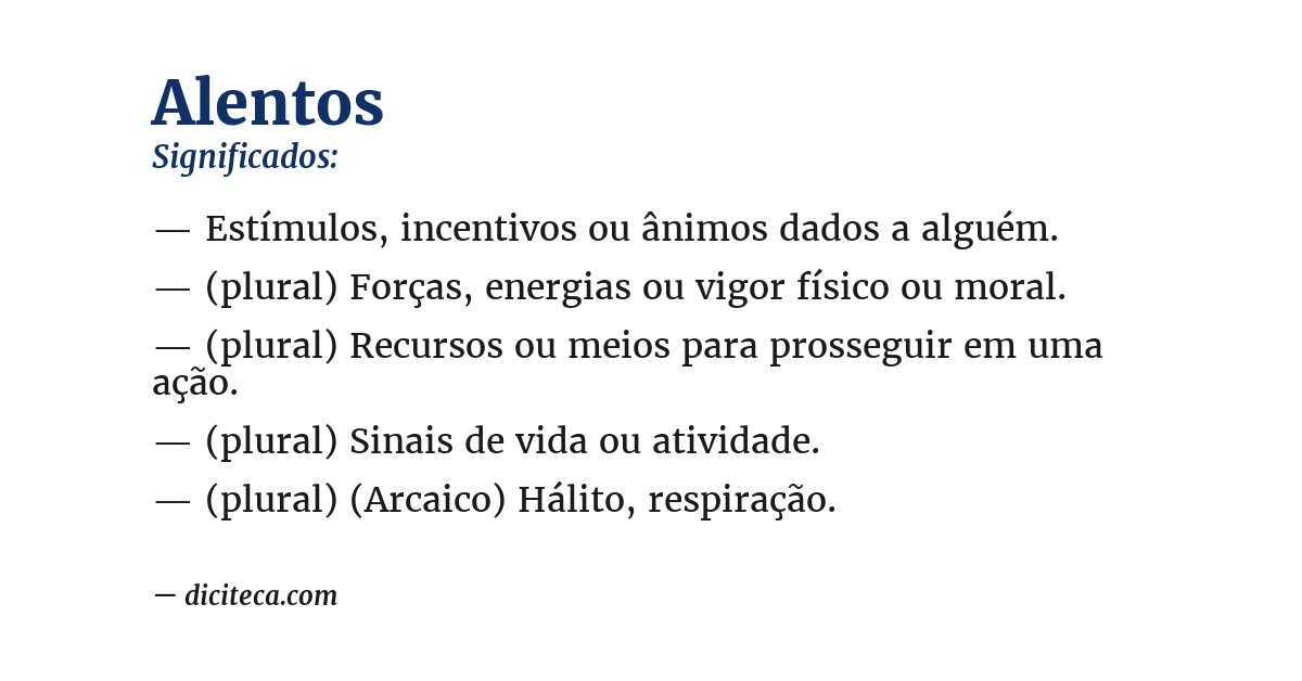 Significado de alentos