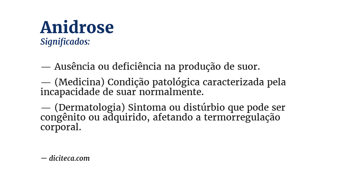 Significado de anidrose
