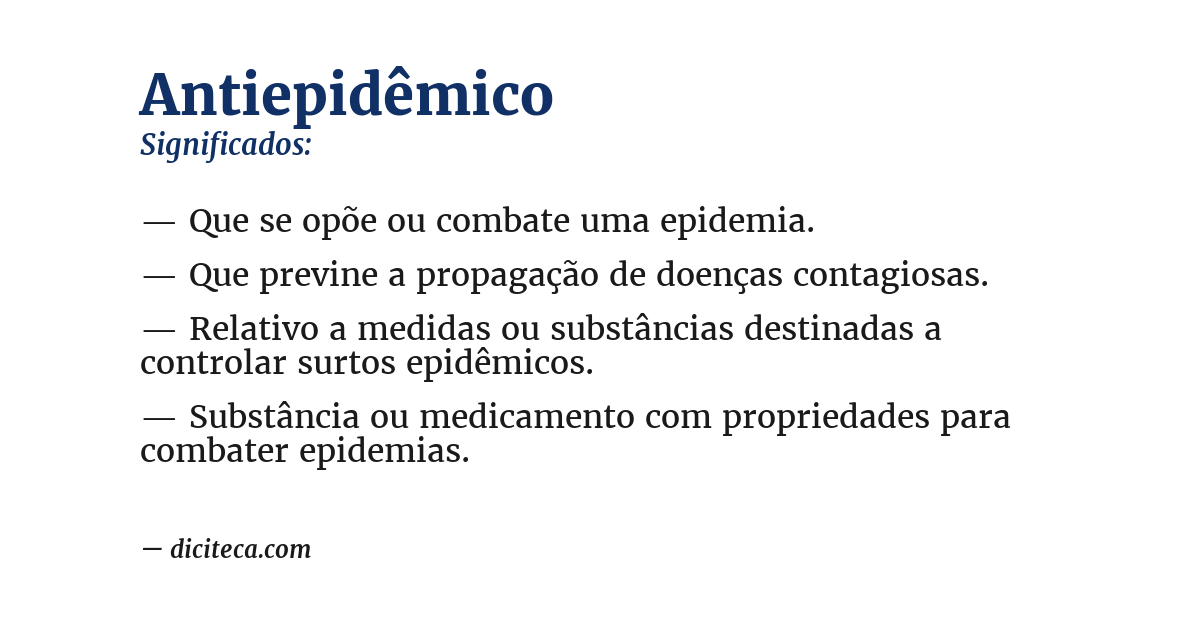 Significado de antiepidêmico