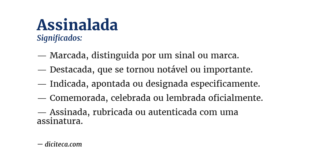 Significado de assinalada