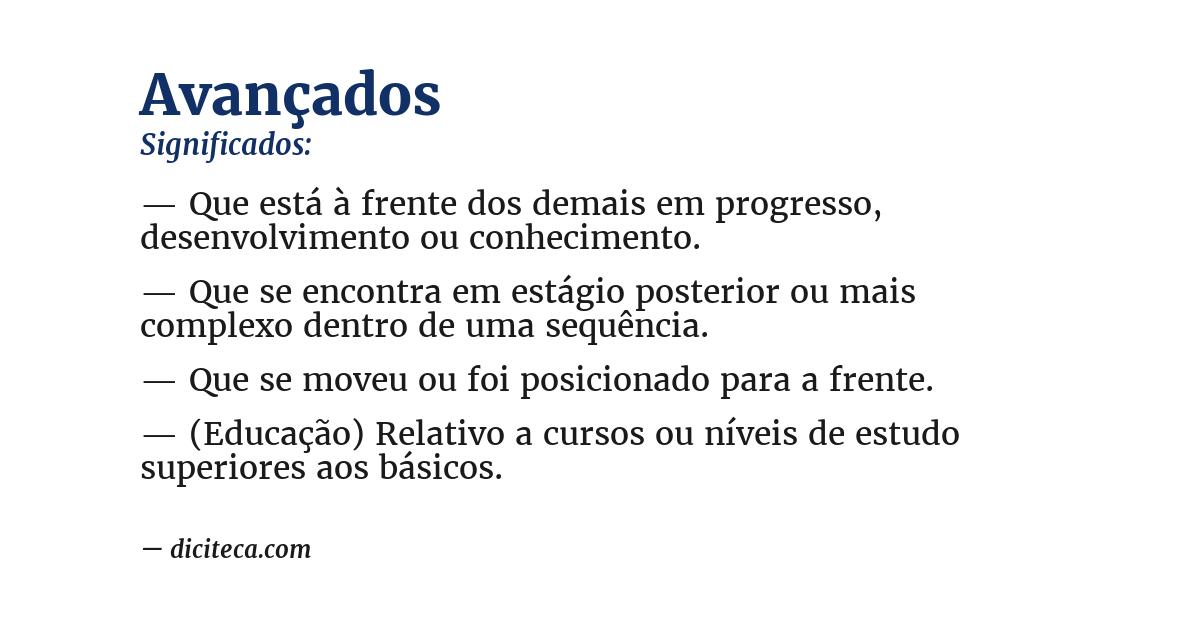 Significado de avançados