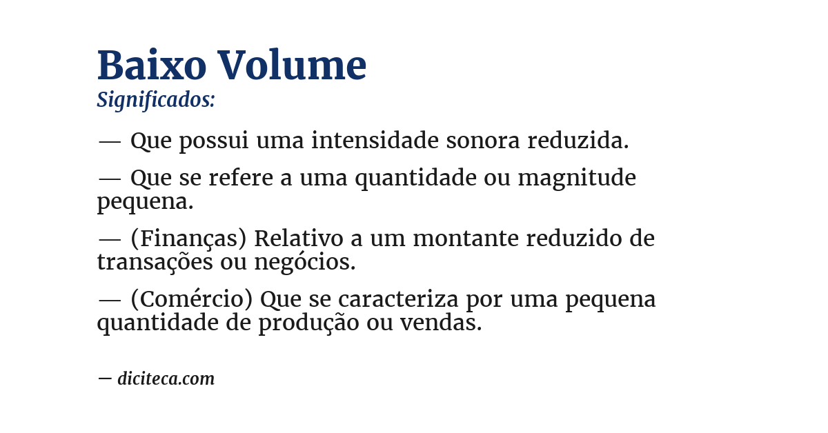 Significado de baixo volume