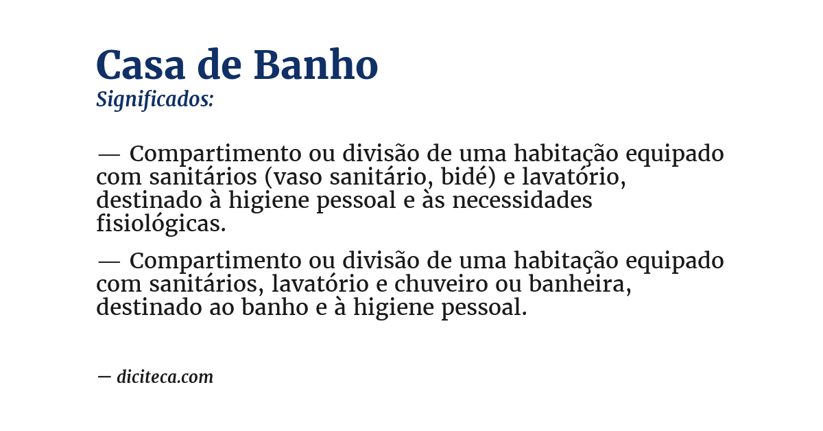 Significado de casa de banho