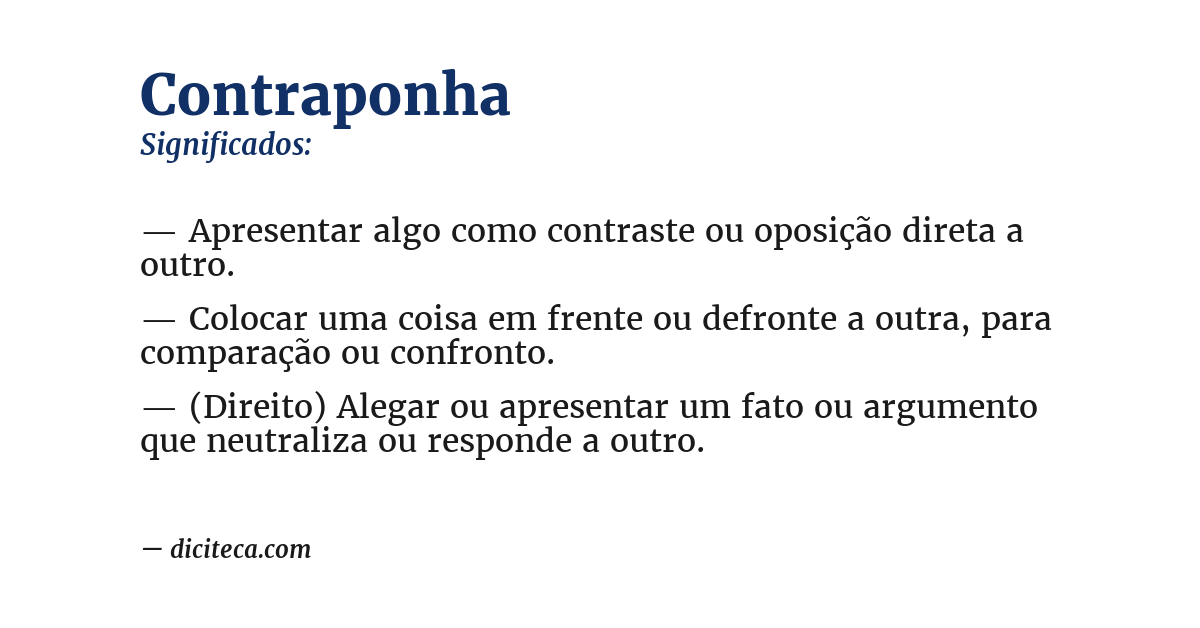 Significado de contraponha